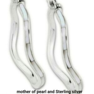 Samuel B. Silver Wave Hoop Earrings with Pearl Inlay